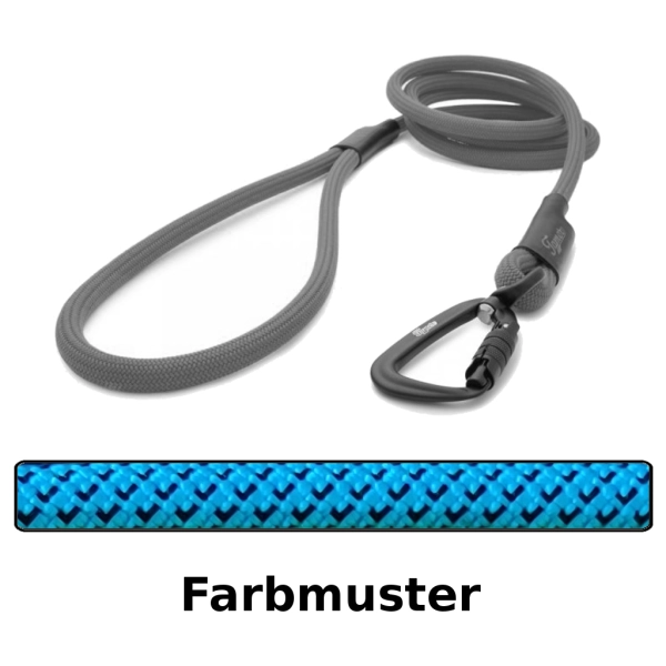 klassische Hundeleine TWIST - M - 145cm - blau mit schwarzen Haken